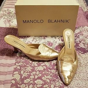 Sale - Manolo Blahnick Gold Mules